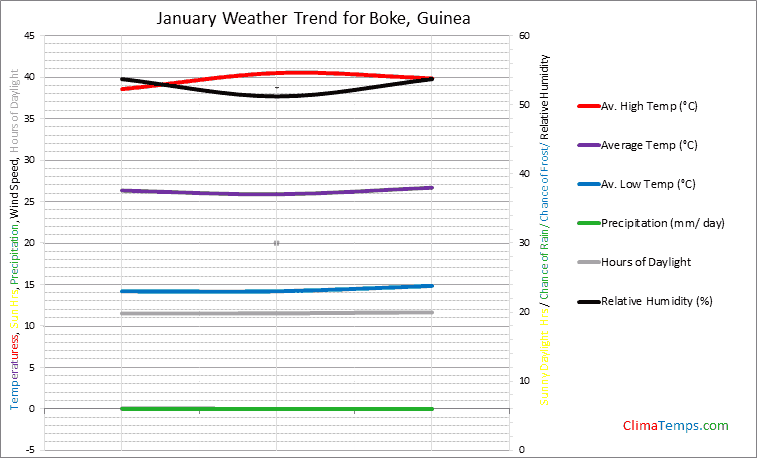 Graph of weather in Boke in January
