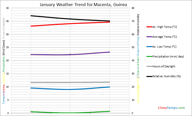 Graph of weather in Macenta in January